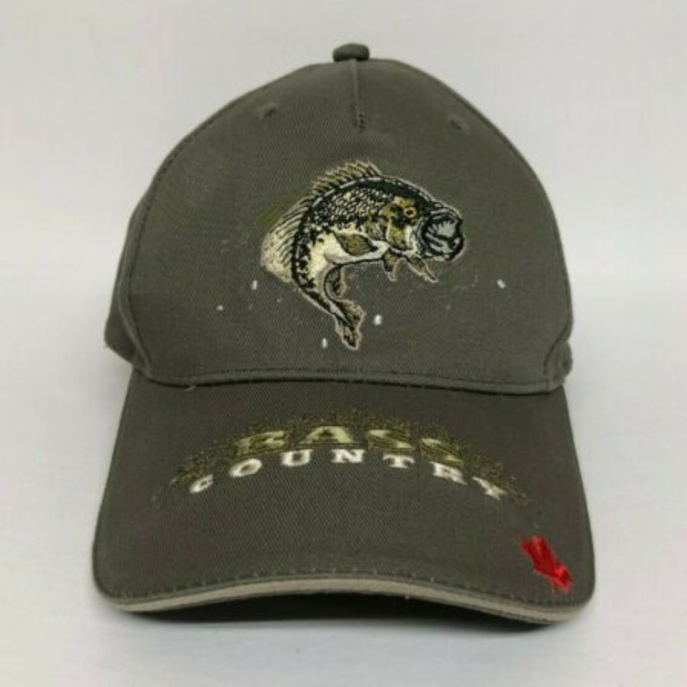 Bass Country Baseball Hat Fish Fishing Cap Adjustable Strap Back Embroidered